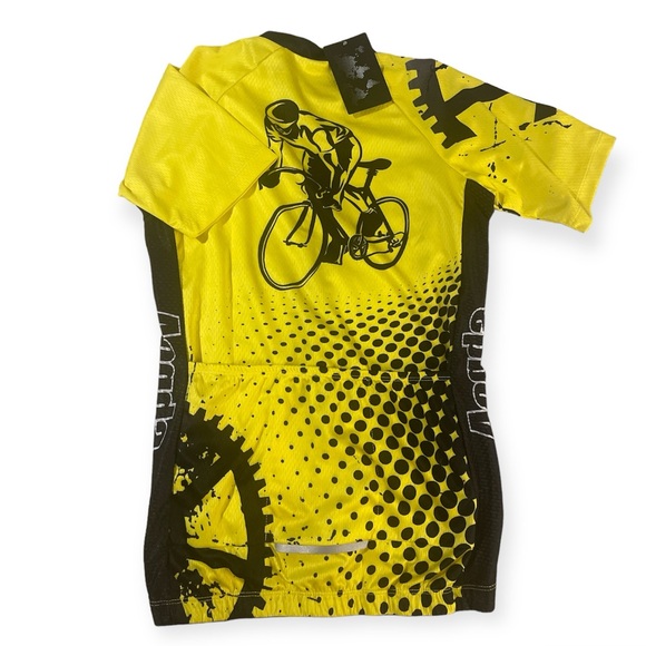 NWT AOGDA Vintage Cyclist Jersey Yellow/Black Sz Small - Picture 2 of 8